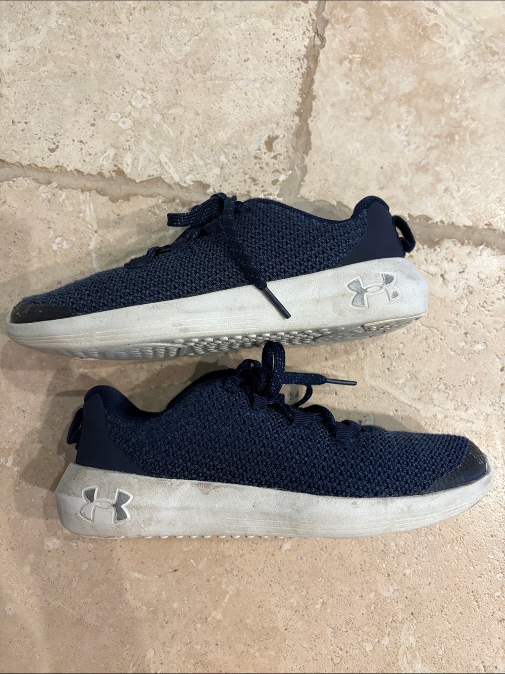 Under Armour Kids Navy Blue Knit Lace-Up Sneakers